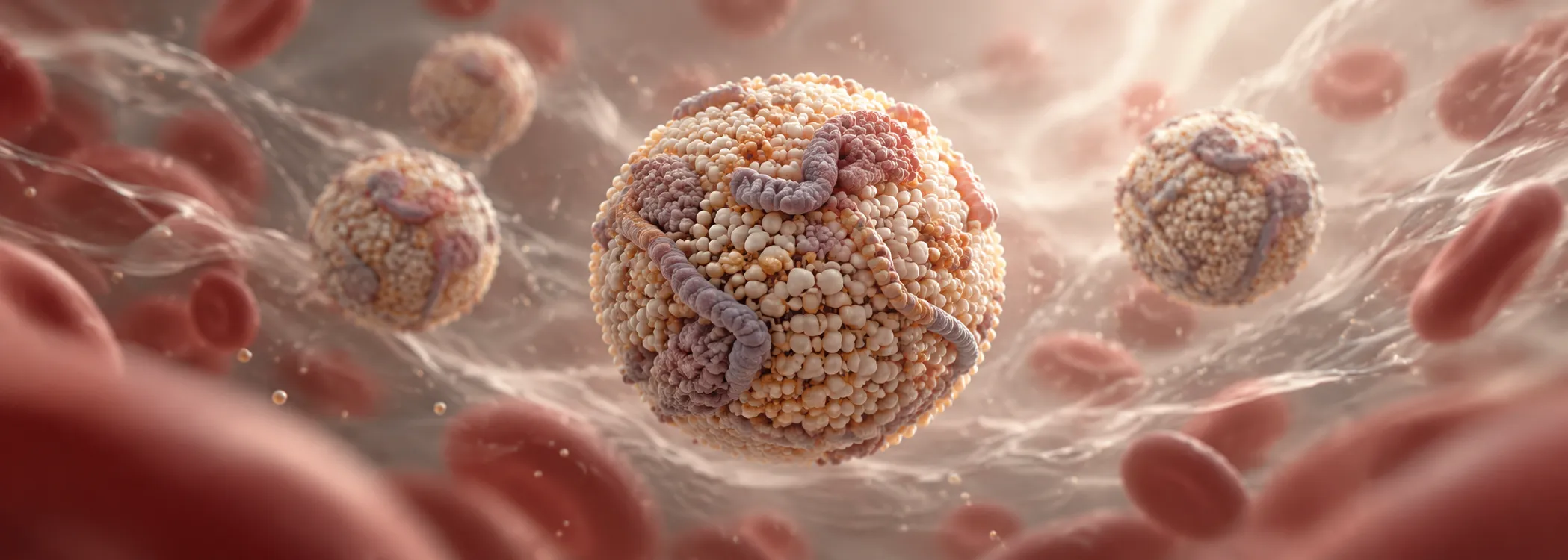 Illustration von Lipoproteinpartikeln im Blut